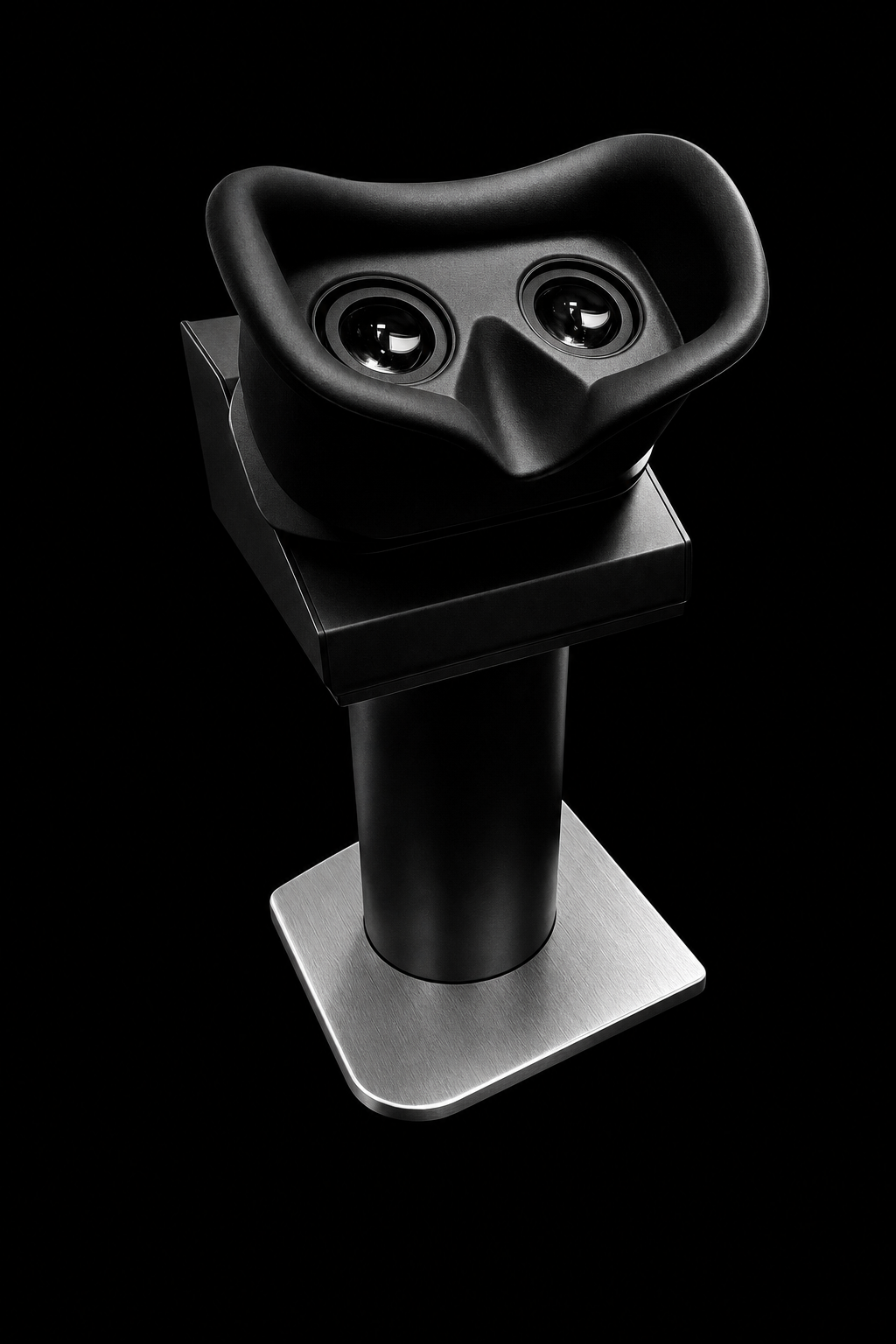 The POLI clinical instrument shown in dramatic studio lighting against pure black